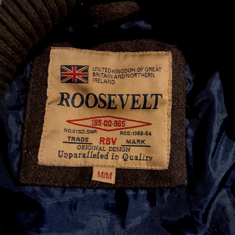 Roosevelt Men's Lana Wool Poly Blend Zip Up Brown Bomber Jacket Medium